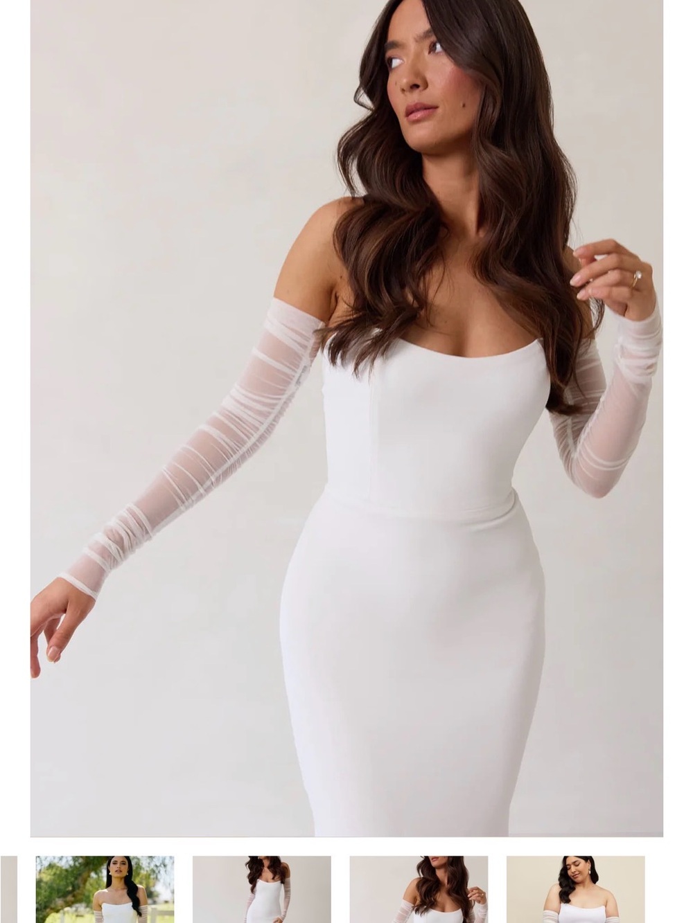 Park & Fifth White Sheer Ruched Arm Sleeves